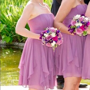 David's Bridal Strapless Chiffon Dress (Lilac)
